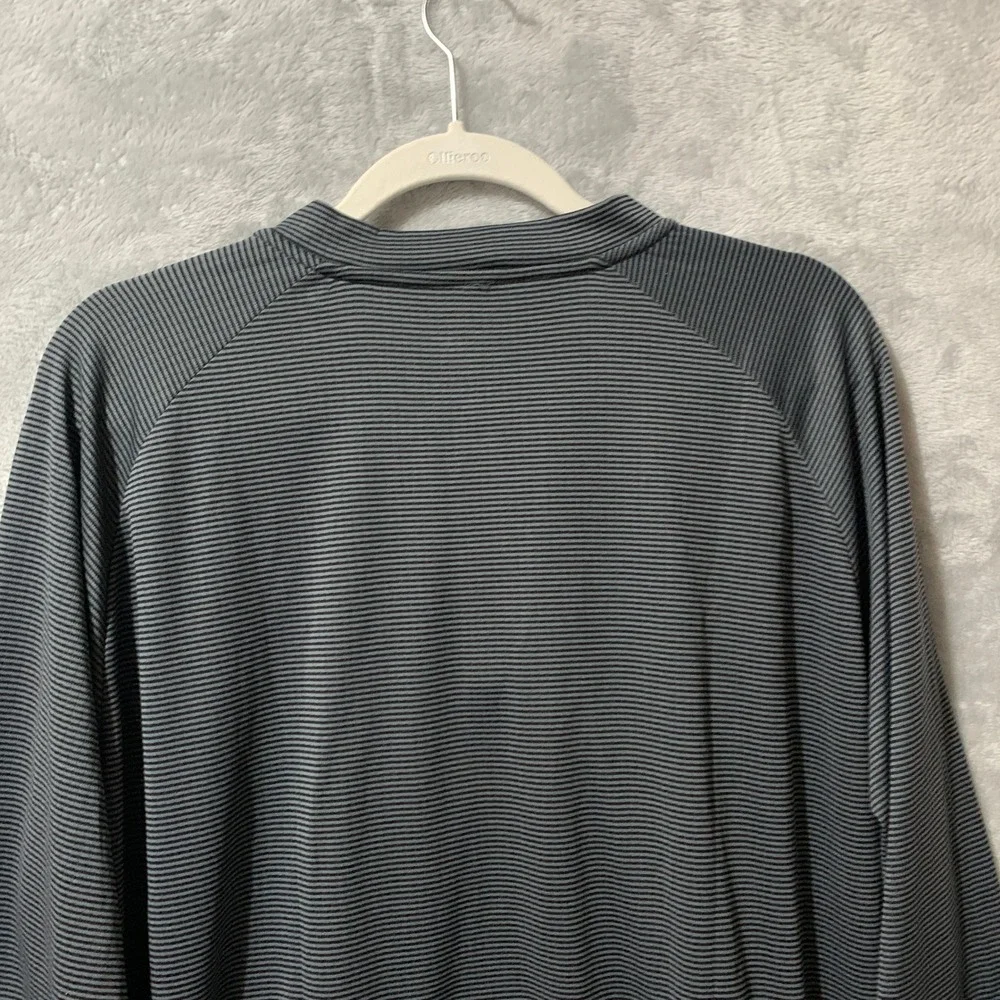 Three Sixty Six Mens 1/4 Zip Pullover XL‎ Black Gray Striped Long Sleeve Golf